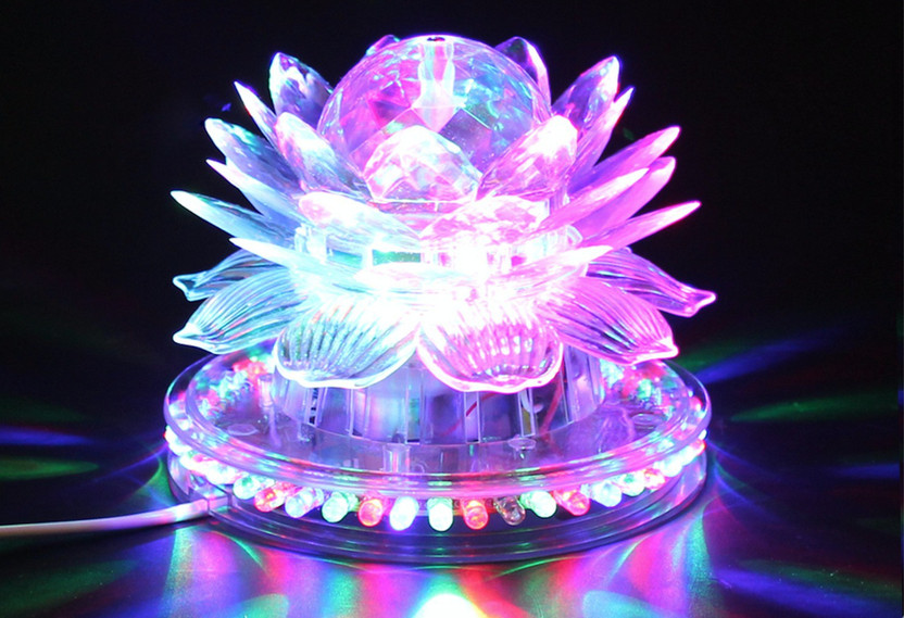 A To Z Traders Lotus Rotating Flashing DJ Laser LED Light Disco Party Diwali Home Decoration Table Lamp